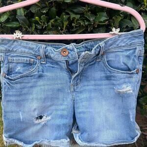 Light blue denim shorts